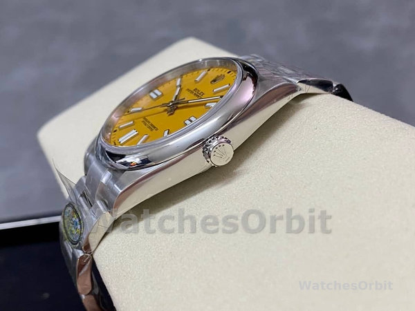 Replica Rolex Oyster Perpetual-124300, Oystersteel, Quadrante giallo Uomo Quadrante giallo