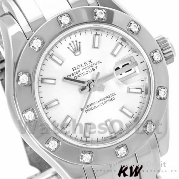 Replica Rolex Pearlmaster 29 mm Donna-80319-Componente bianco Lusso