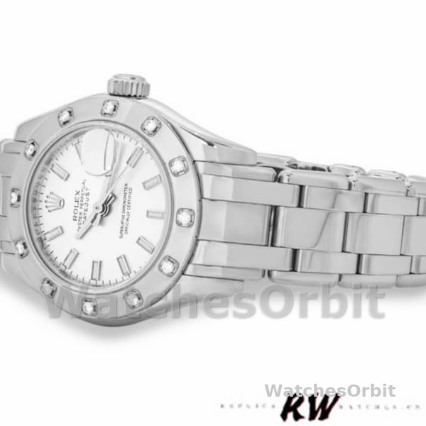 Replica Rolex Pearlmaster 29 mm Donna-80319-Componente bianco Lusso