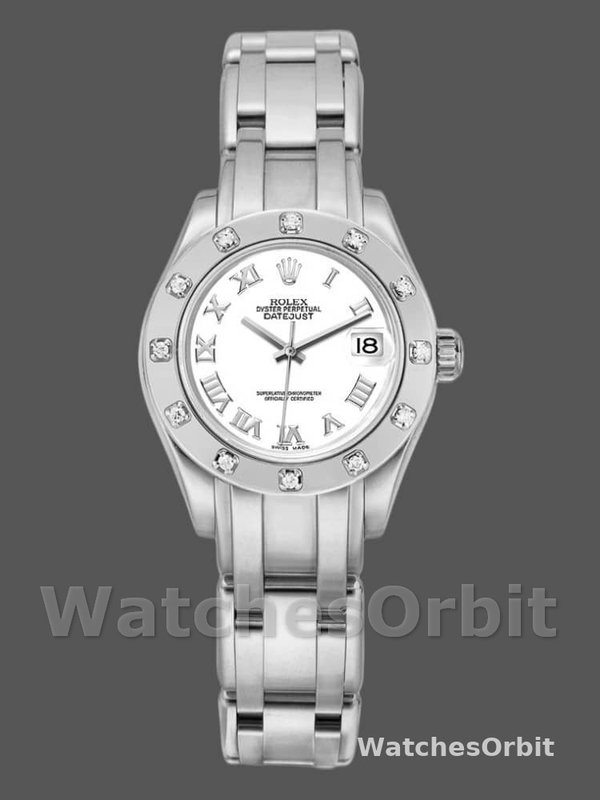 Rolex Masterpiece Pearlmaster 80319 White Roman Dial 29MM Lady Replica Watch