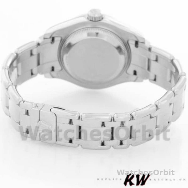 Replica Rolex Pearlmaster 29mm voor dames-80319-White Roman Dial Luxe