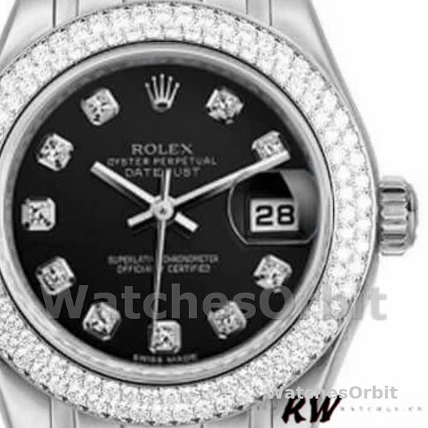 Replica Rolex Pearlmaster 29mm Donna-80339-Lussuosa lunetta con diamanti