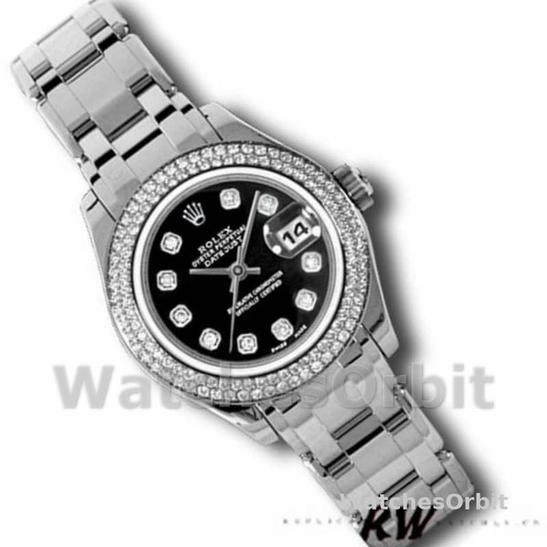 Replica Rolex Pearlmaster 29mm Donna-80339-Lussuosa lunetta con diamanti