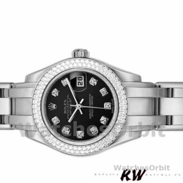 Replica Rolex Pearlmaster 29mm Donna-80339-Lussuosa lunetta con diamanti