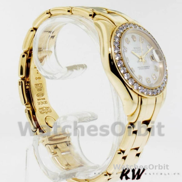 Replica Rolex Pearlmaster 29 mm Donna-80298-Componente bianco MOP Lusso