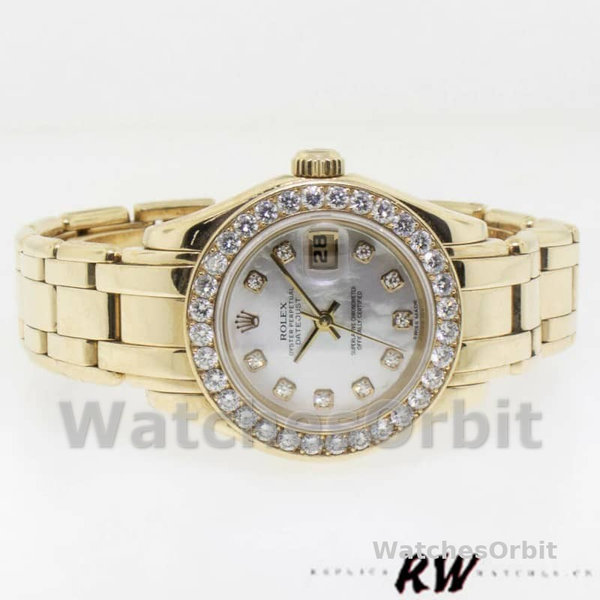 Replica Rolex Pearlmaster 29 mm Donna-80298-Componente bianco MOP Lusso