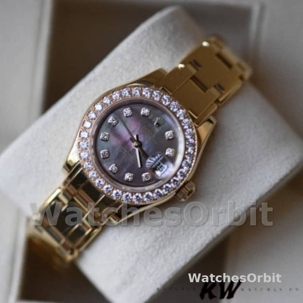 Replica Rolex Pearlmaster 29 mm Donna-80298-Giallo Oro-MOP Quadrante Lusso