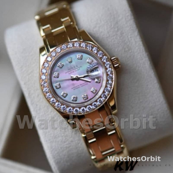 Replica Rolex Pearlmaster 29 mm Donna-80298-Giallo Oro-MOP Quadrante Lusso