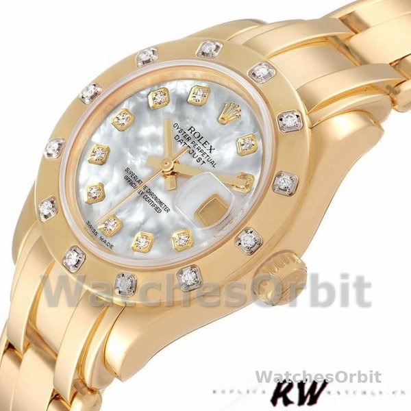 Replica Rolex Pearlmaster 29 mm Donna-80318-MOP Quadrante di Diamanti Lusso