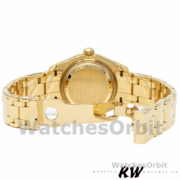 Replica Rolex Pearlmaster 29 mm Donna-80318-Oro giallo-Comparatore bianco Lusso