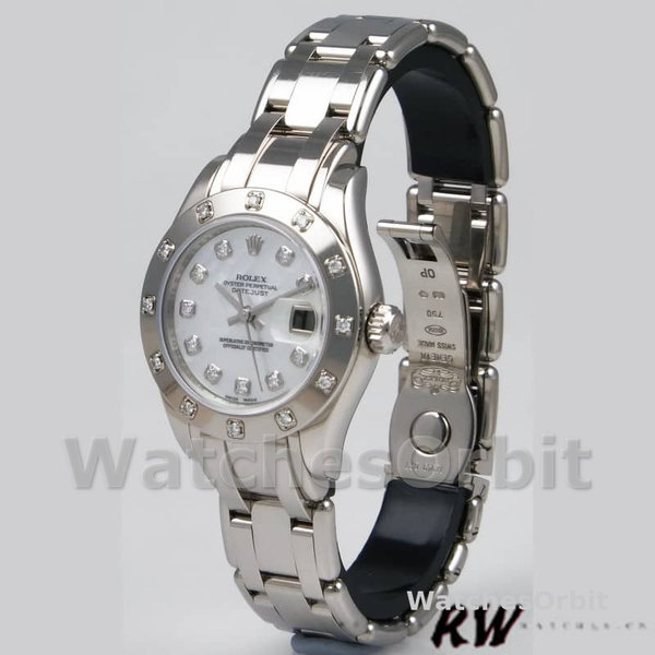 Replica Rolex Pearlmaster 29 mm Donna-80319-MOP Quadrante di Diamanti Lusso