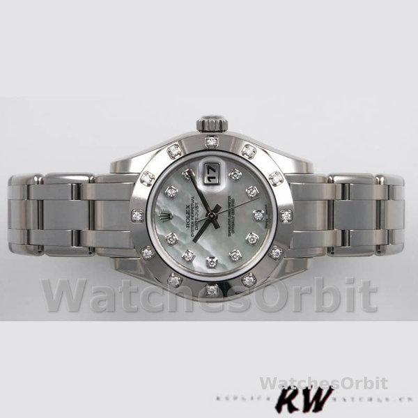 Replica Rolex Pearlmaster 29 mm Donna-80319-MOP Quadrante di Diamanti Lusso