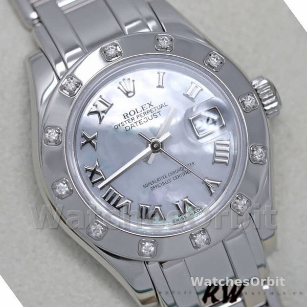 Replica Rolex Pearlmaster 29 mm Donna-80319-MOP Quadrante romano Lusso