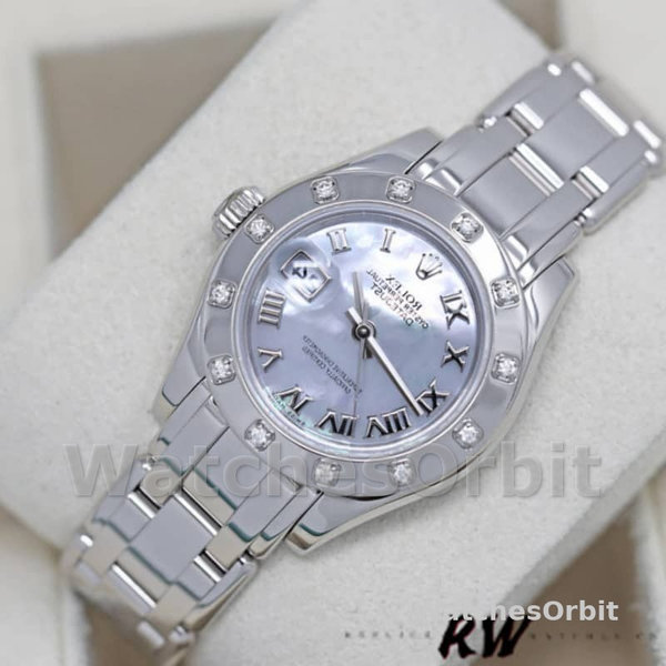 Replica Rolex Pearlmaster 29 mm Donna-80319-MOP Quadrante romano Lusso