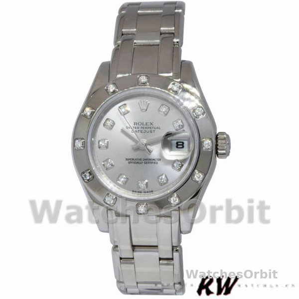 Women's Rolex Pearlmaster 29mm Women's-80319-Silver Diamond Dial Luxury