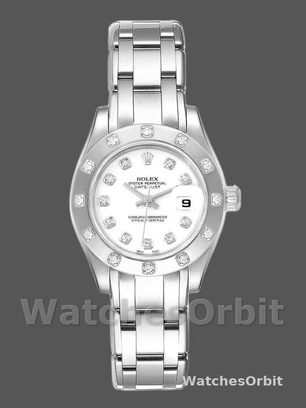 Rolex Pearlmaster 80319 White Dial Diamond 29MM Lady Replica Watch
