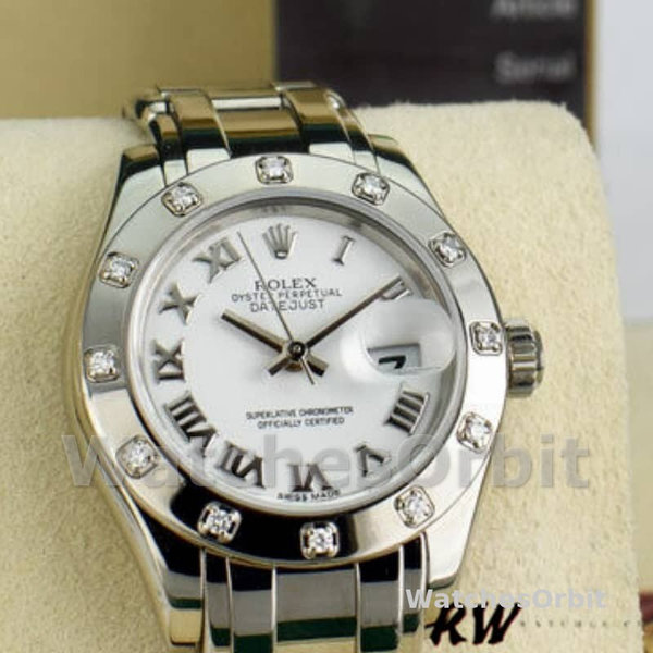 Replica Rolex Pearlmaster 29 mm Donna-80319-Comparatore romano bianco Lusso