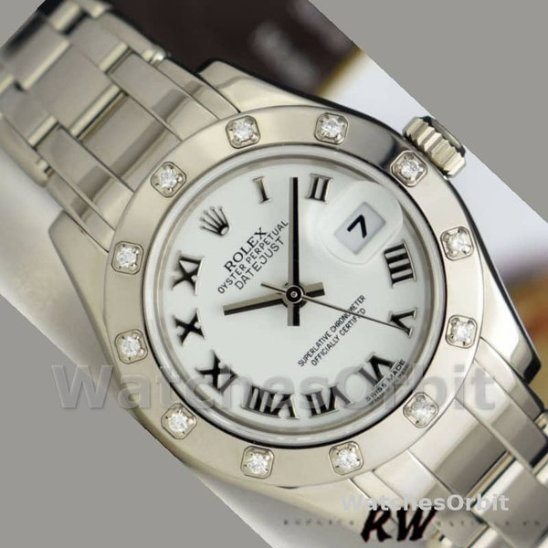 Replica Rolex Pearlmaster 29 mm Donna-80319-Comparatore romano bianco Lusso