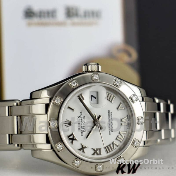 Replica Rolex Pearlmaster 29 mm Donna-80319-Comparatore romano bianco Lusso