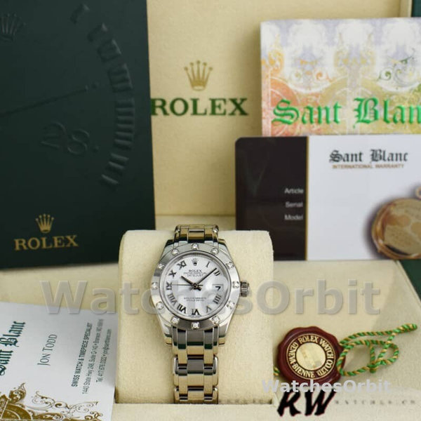 Replica Rolex Pearlmaster 29 mm Donna-80319-Comparatore romano bianco Lusso