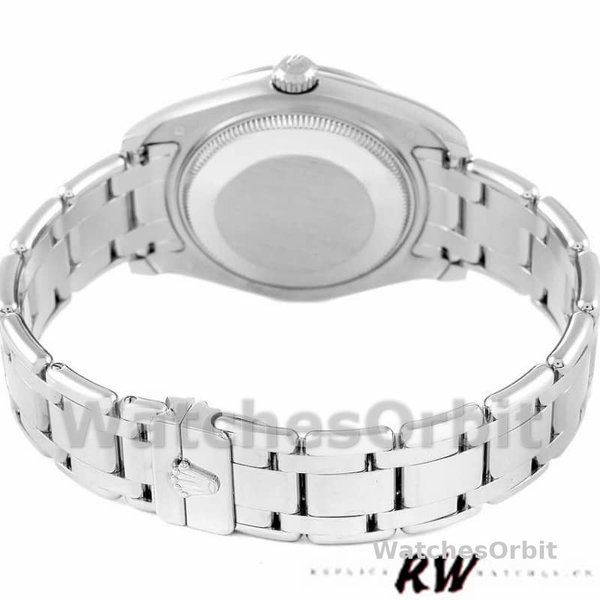 Replica Rolex Pearlmaster 34 mm Donna-81339-Bianco MOP Quadrante di diamanti Lusso