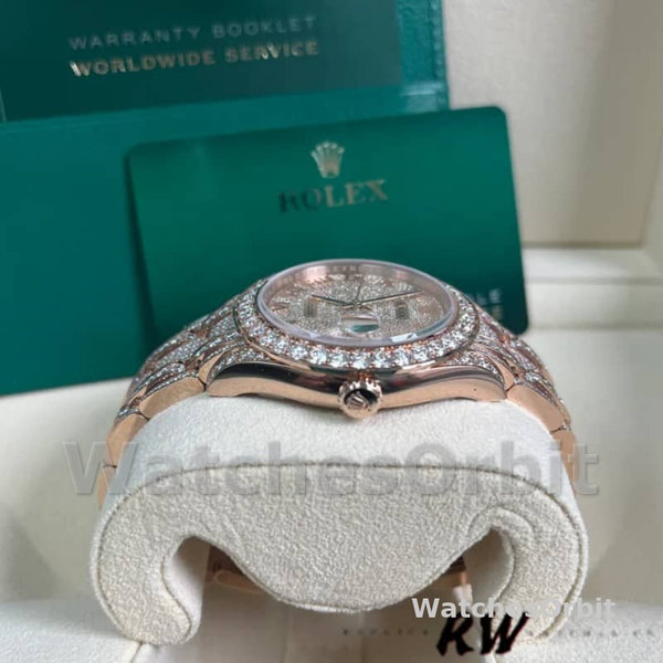 Replica Rolex Pearlmaster 39 mm Uomo-86405RBR-Dal quadrante in oro rosa con diamanti Lusso