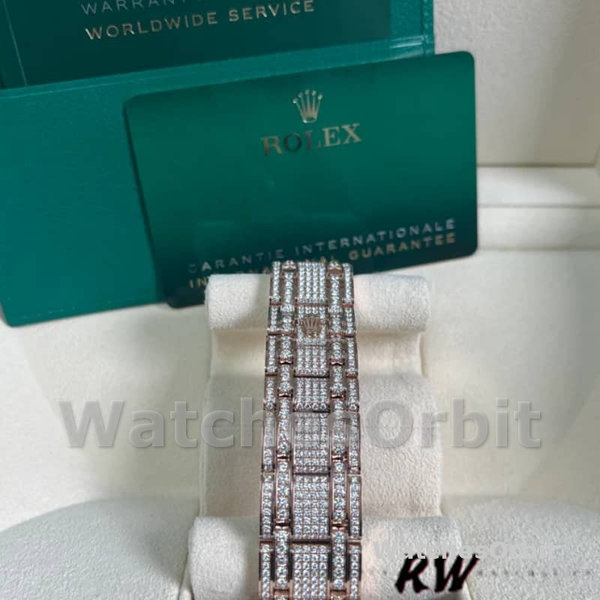 Replica Rolex Pearlmaster 39 mm Uomo-86405RBR-Dal quadrante in oro rosa con diamanti Lusso