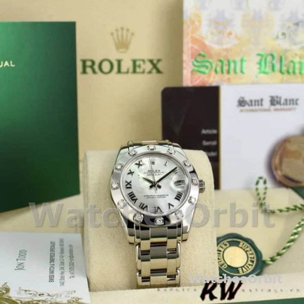 Replica Rolex Pearlmaster 34 mm Donna-81319-MOP Quadrante Lusso