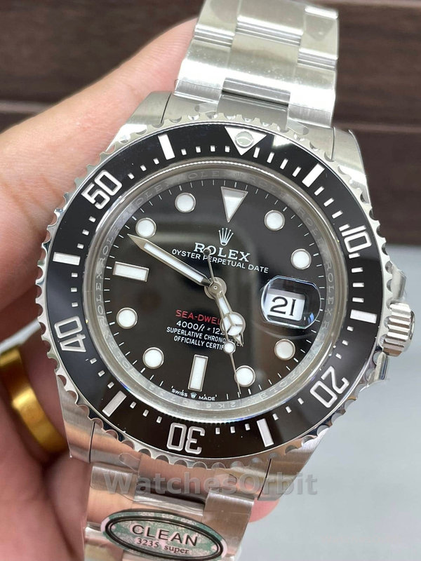 Replica Rolex Sea-Dweller 43 mm Uomo-126600-Acciaio inossidabile-Comparatore nero Nero