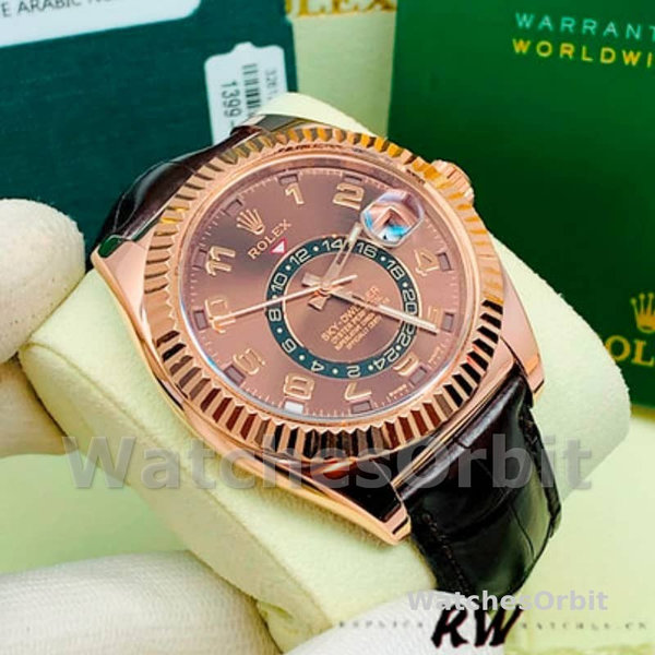 Replica Rolex Sky-Dweller 42mm Heren-326135-Chocolade Arabisch Sunray Bruine Wijzerplaat
