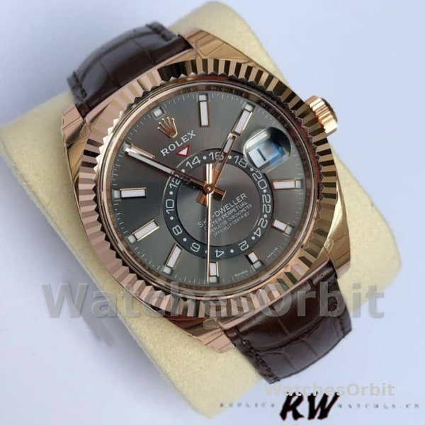 Replica Rolex Sky-Dweller 42mm Heren-326135-Donker Rhodium Wijzerplaat Donker Rhodium