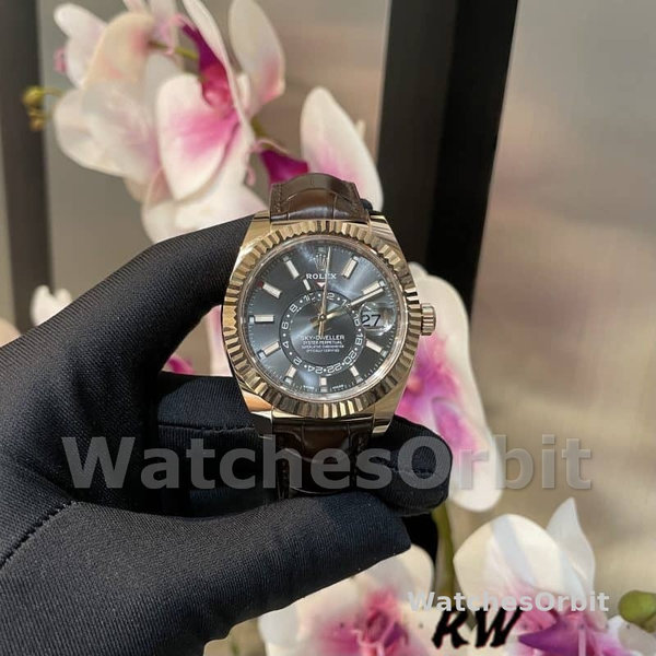 Mens Rolex Sky-Dweller 42mm Mens-326135-Dark Rhodium Dial Dark Rhodium Replica Image