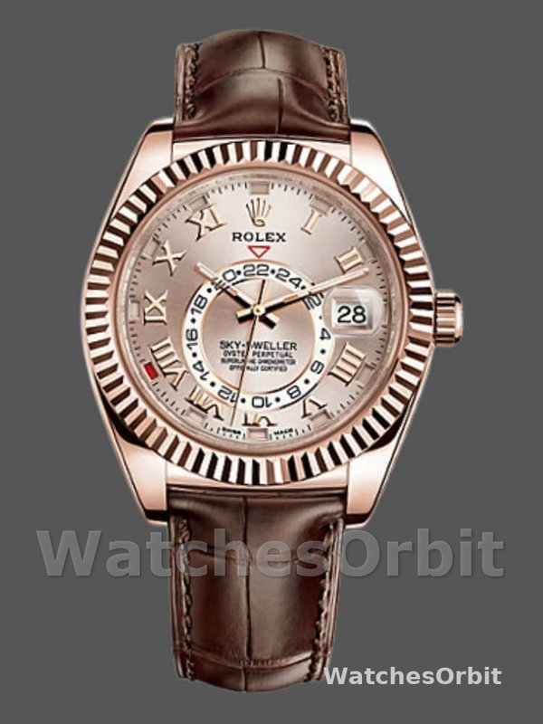 Rolex Sky-Dweller 326135 Sundust Dial Rose Gold 42MM Mens Replica Watch