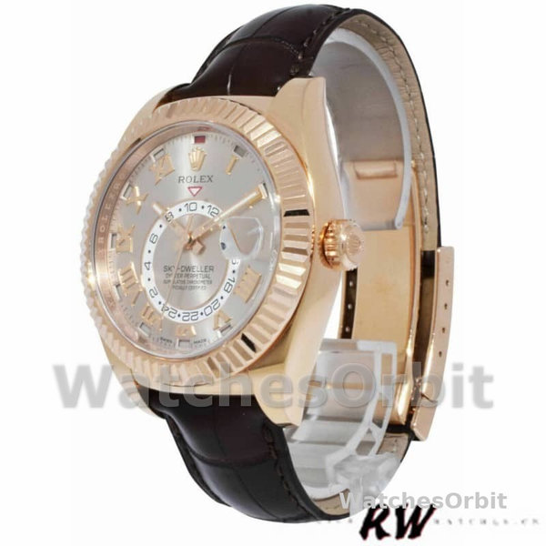 Mens Rolex Sky-Dweller 42mm Mens-326135-Sundust Dial-Rose Gold Sundust<br /> Replica Image
