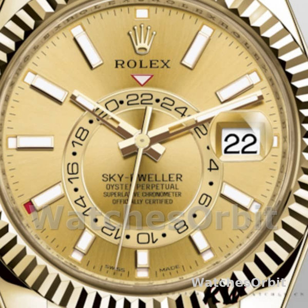Replique Hommes Rolex Sky-Dweller 42mm Hommes-326138-Champagne Dial-Yellow Gold Champagne<br />