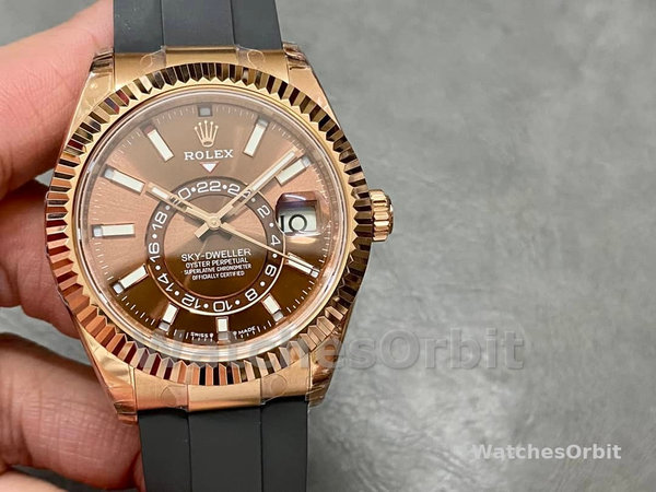 Replica Rolex Sky-Dweller-m336235 0002 da uomo, 42 mm, cioccolato