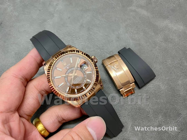 Replica Rolex Sky-Dweller-m336235 0002 da uomo, 42 mm, cioccolato