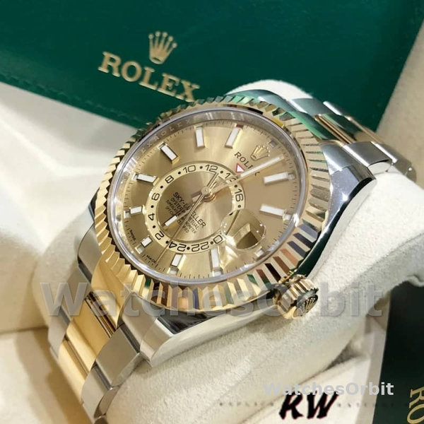 Men's Rolex Sky-Dweller 42mm Men's-326933-Champagne Dial-Stainless Steel Champagne