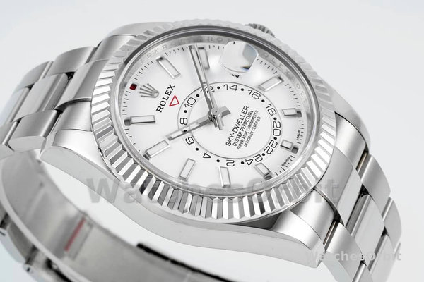 Replica Rolex Sky-Dweller 42 mm Uomo-326934-Acciaio inossidabile-Comparatore bianco Bianco