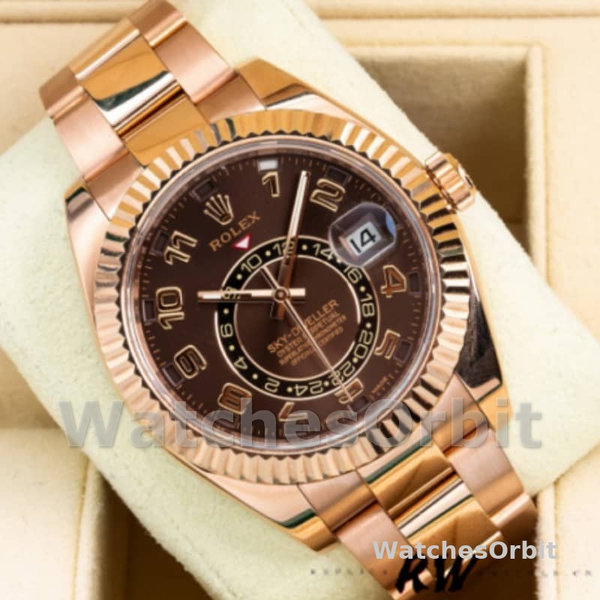 Replica Rolex Sky-Dweller 42mm Heren-326935-Evergoud-Chocolade Arabische Wijzerplaat<br />