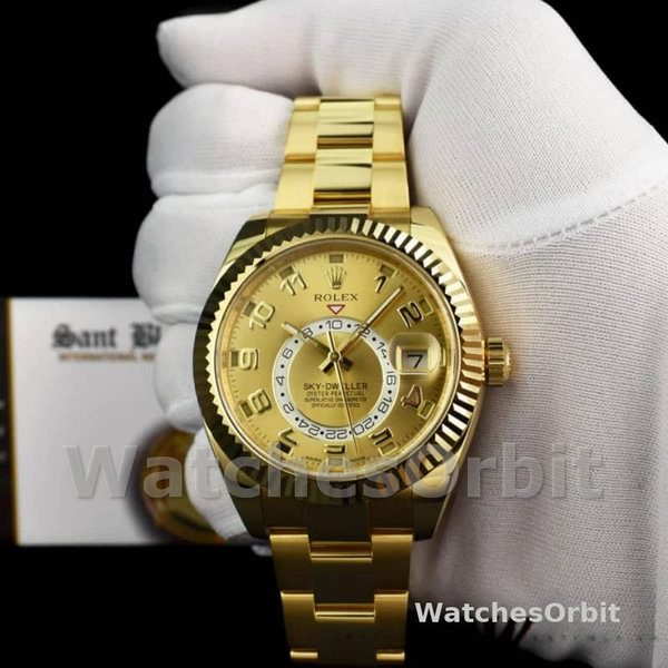 Replica Rolex Sky-Dweller 42mm Heren-326938 Geelgoud-Kampanje Arabische Wijzerplaat<br />