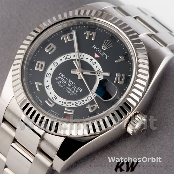 Men's Rolex Sky-Dweller 42mm Men's-326939-Fluted Bezel-Black Dial Black<br />