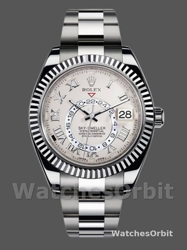 Rolex Sky-Dweller 326939 Fluted Bezel Ivory Dial 42MM Herren Replica Watch