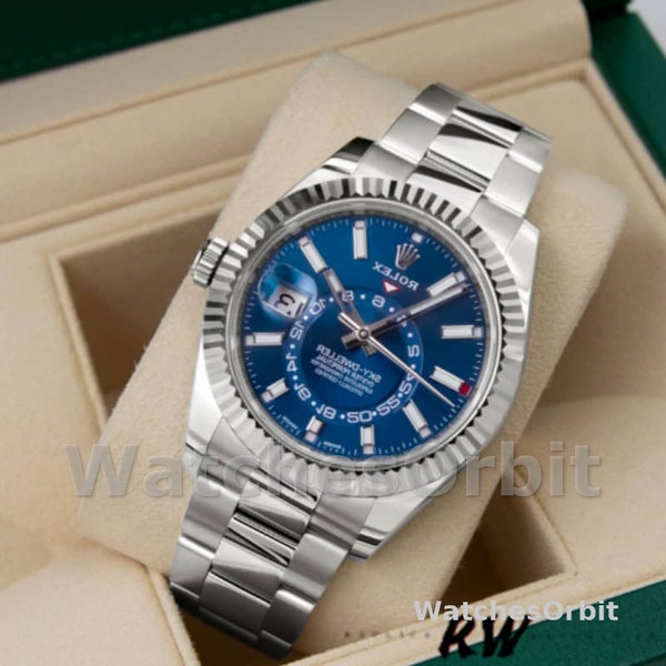 Replica Rolex Sky-Dweller 42mm-m336934 0005-acciaio inossidabile-calendario blu Uomo