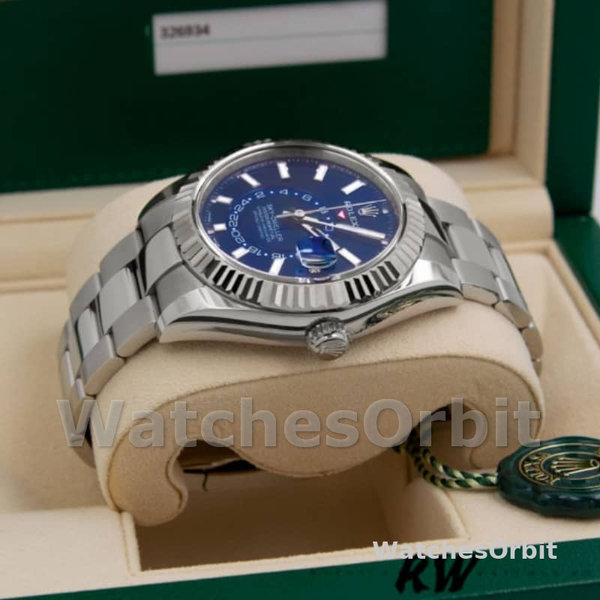 Replica Rolex Sky-Dweller 42mm-m336934 0005-acciaio inossidabile-calendario blu Uomo