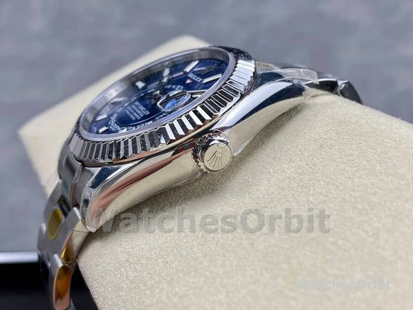 Replica Rolex Sky-Dweller 42mm-m336934 0005-acciaio inossidabile-calendario blu Uomo
