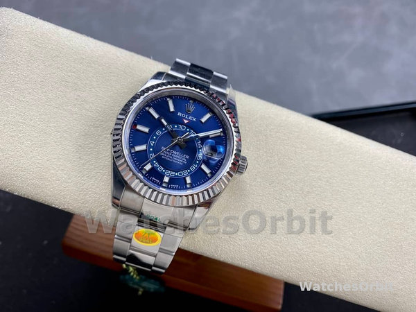 Replica Rolex Sky-Dweller 42mm-m336934 0005-acciaio inossidabile-calendario blu Uomo
