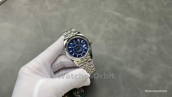 Replica Rolex Sky-Dweller 42mm-m336934 0006-Ghiera scanalata-Calendario blu Uomo