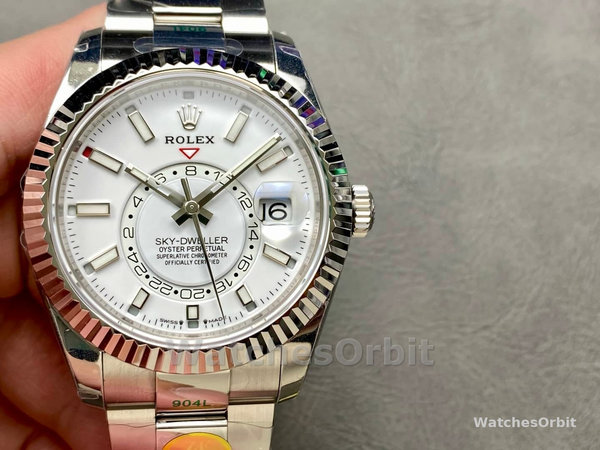Replica Rolex Day Date unisex 36-128236 0009, lunetta scanalata, bracciale in platino, blu ghiaccio