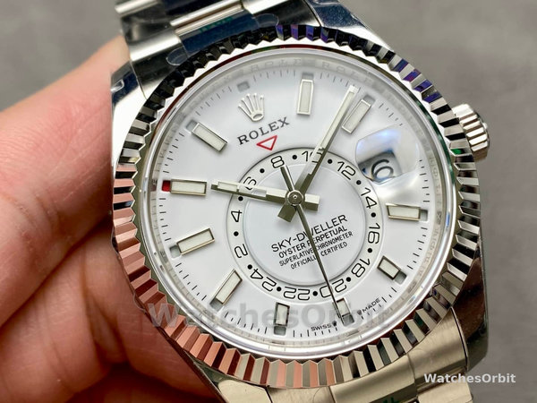 Replica Rolex Day Date unisex 36-128236 0009, lunetta scanalata, bracciale in platino, blu ghiaccio